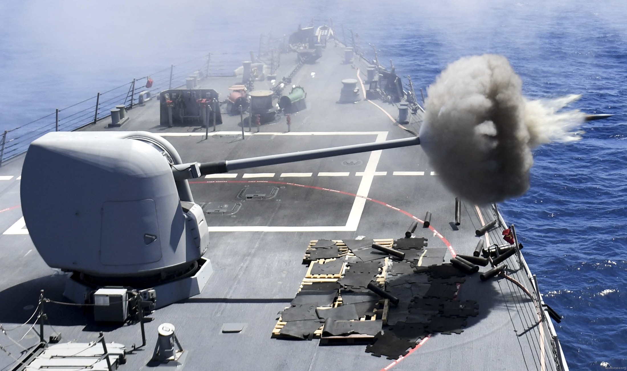 ddg-71 uss ross guided missile destroyer arleigh burke class aegis bmd 19 mark 45 gun fire exercise