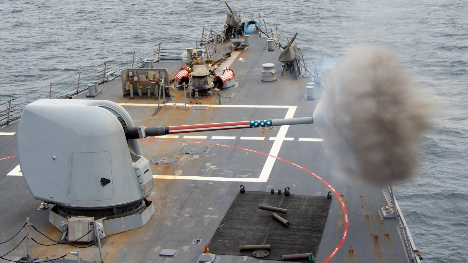 ddg-78 uss porter arleigh burke class guided missile destroyer mk.45 gun fire 2024 191