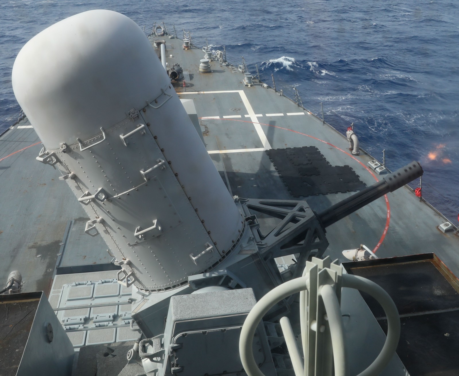 ddg-83 uss howard arleigh burke class guided missile destroyer mk.15 phalanx ciws fire 89