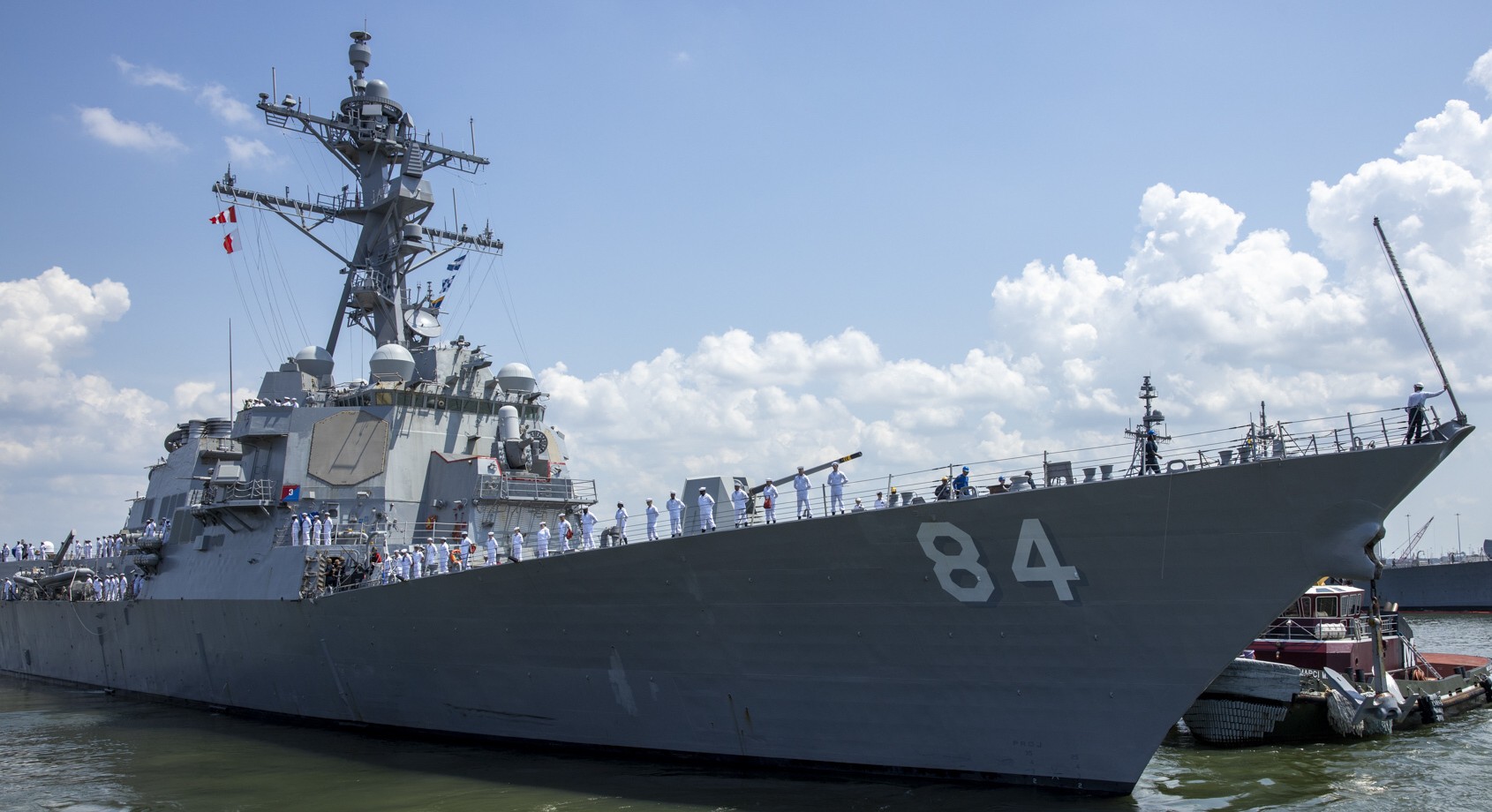 ddg-84 uss bulkeley arleigh burke class guided missile destroyer departing naval station norfolk for rota spain 2022