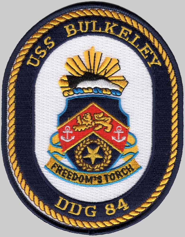 ddg-84 uss bulkeley insignia crest patch badge arleigh burke class guided missile destroyer 02p