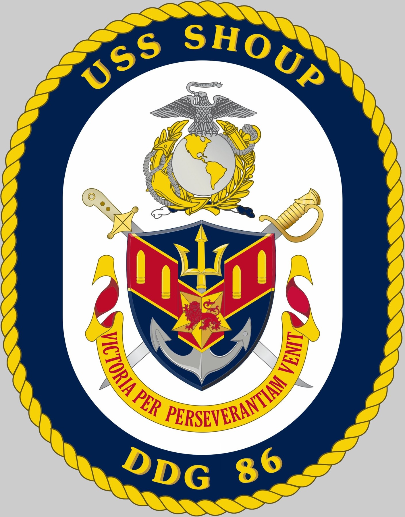 ddg-86 uss shoup insignia crest patch badge arleigh burke class guided missile destroyer us navy 02x