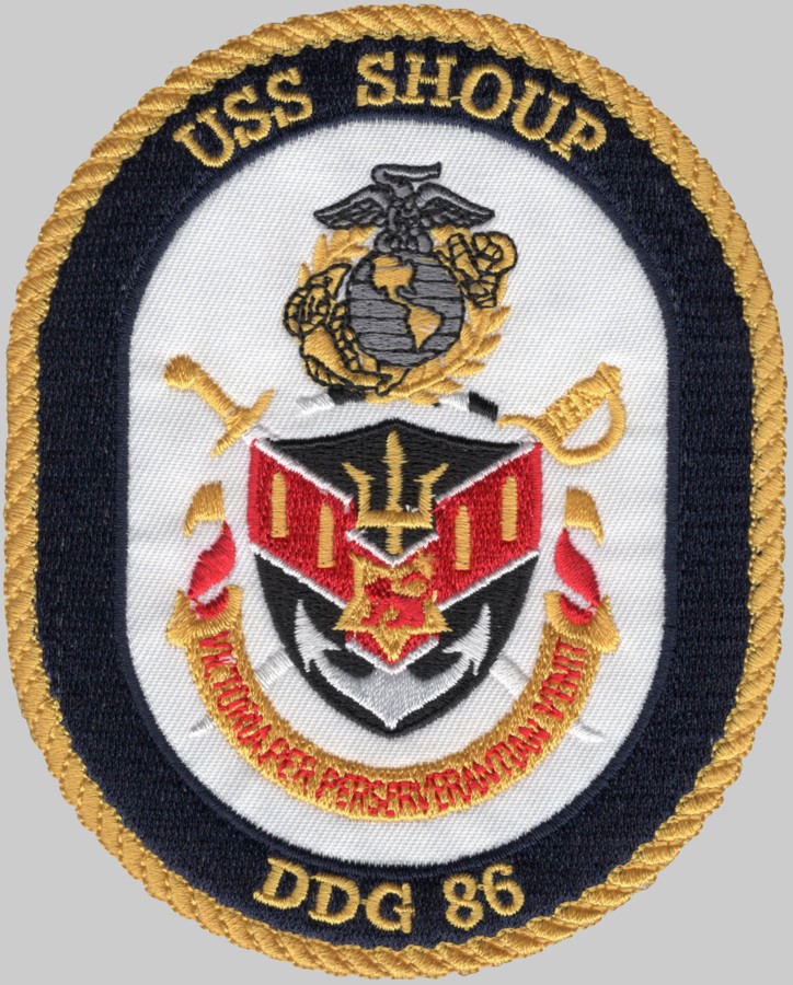 ddg-86 uss shoup insignia crest patch badge arleigh burke class guided missile destroyer 02p