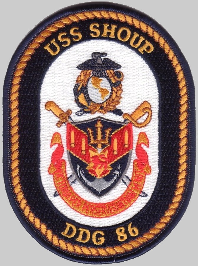 ddg-86 uss shoup insignia crest patch badge arleigh burke class guided missile destroyer 03pa