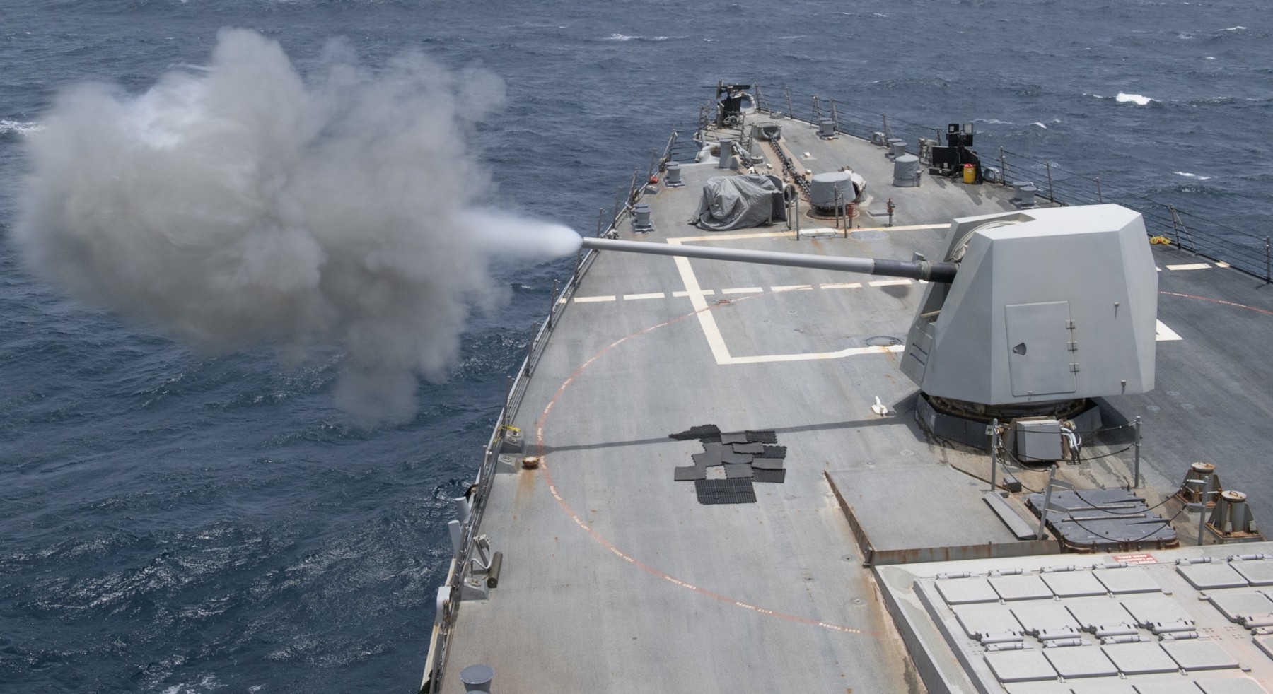 ddg-87 uss mason arleigh burke class guided missile destroyer mk.45 gun fire 57