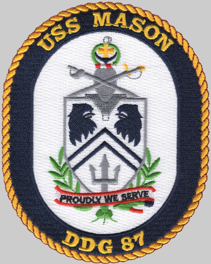 ddg-87 uss mason insignia crest patch badge arleigh burke class guided missile destroyer 02pa