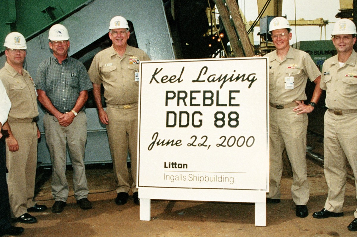 ddg-88 uss preble arleigh burke class guided missile destroyer keel laying litton ingalls pascagoula 02