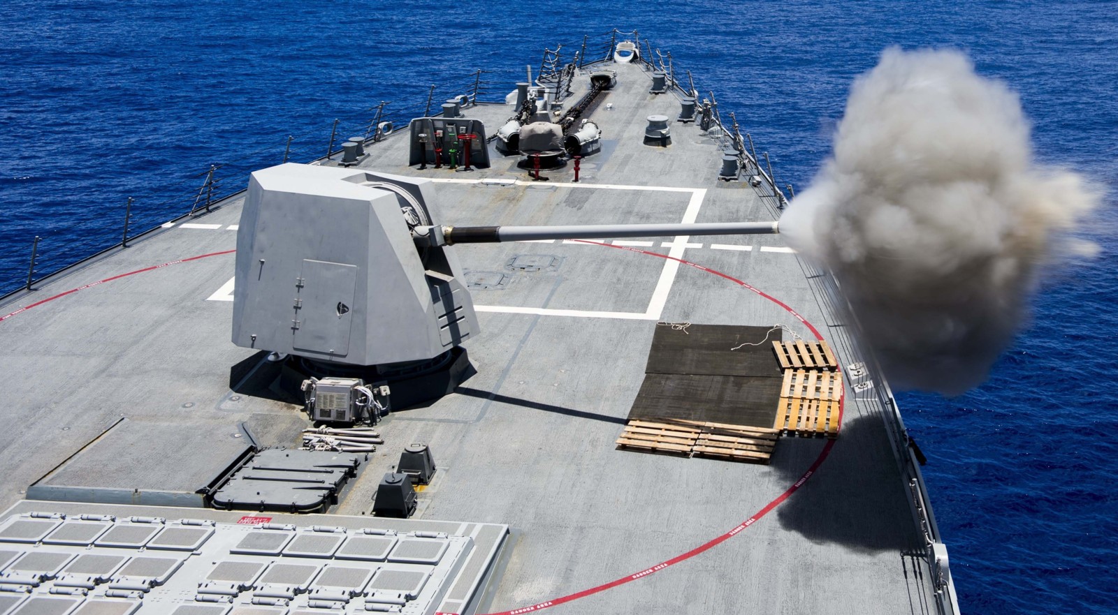 ddg-88 uss preble arleigh burke class guided missile destroyer mk.45 gun fire 52