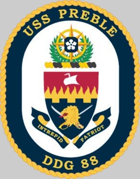 ddg-88 uss preble insignia crest patch badge arleigh burke class guided missile destroyer us navy 02x