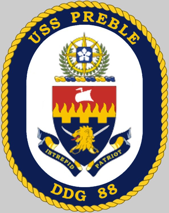 ddg-88 uss preble insignia crest patch badge arleigh burke class guided missile destroyer 03c