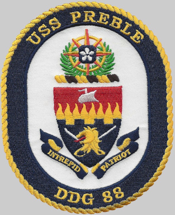 ddg-88 uss preble insignia crest patch badge arleigh burke class guided missile destroyer 02p