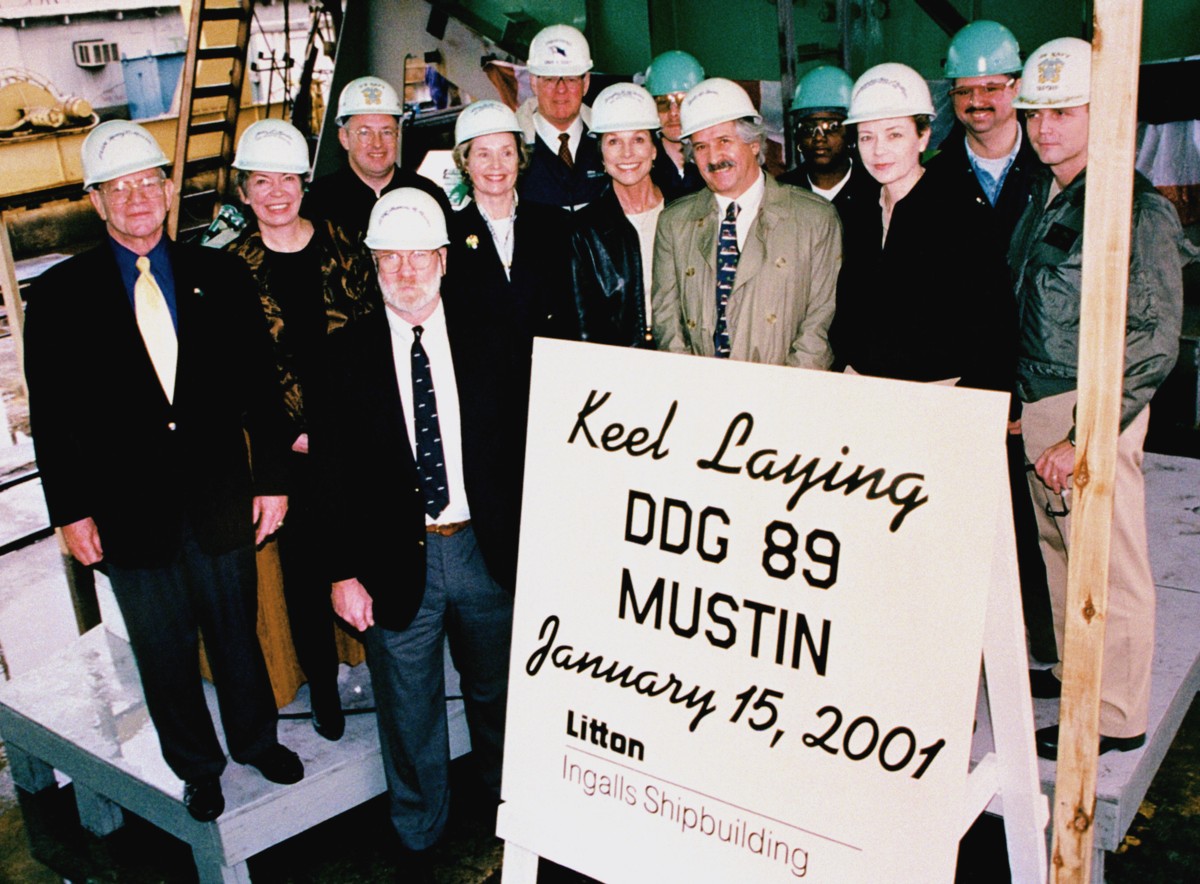 ddg-89 uss mustin arleigh burke class guided missile destroyer keel laying ingalls pascagoula 2001