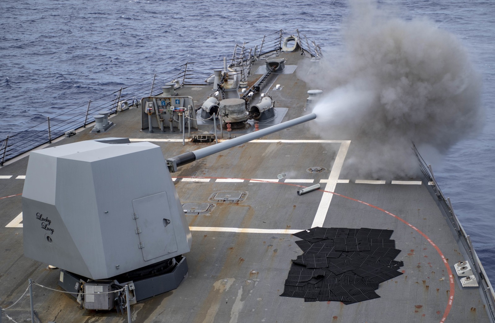 ddg-89 uss mustin arleigh burke class guided missile destroyer aegis mk.45 mod.4 gun fire 75