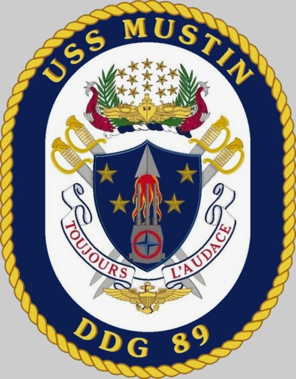 ddg-89 uss mustin insignia crest patch badge arleigh burke class guided missile destroyer aegis 02x