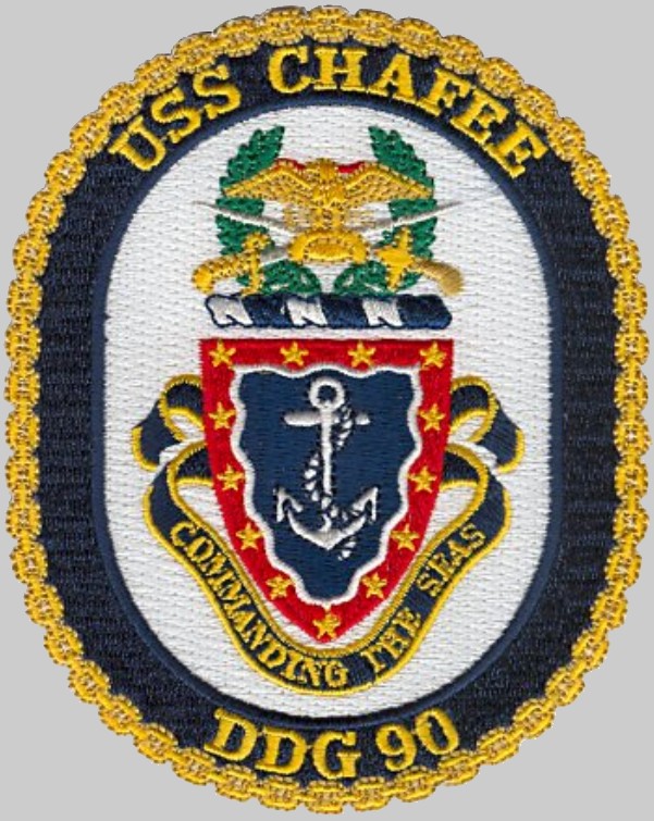 ddg-90 uss chafee insignia crest patch badge arleigh burke class guided missile destroyer 02pa