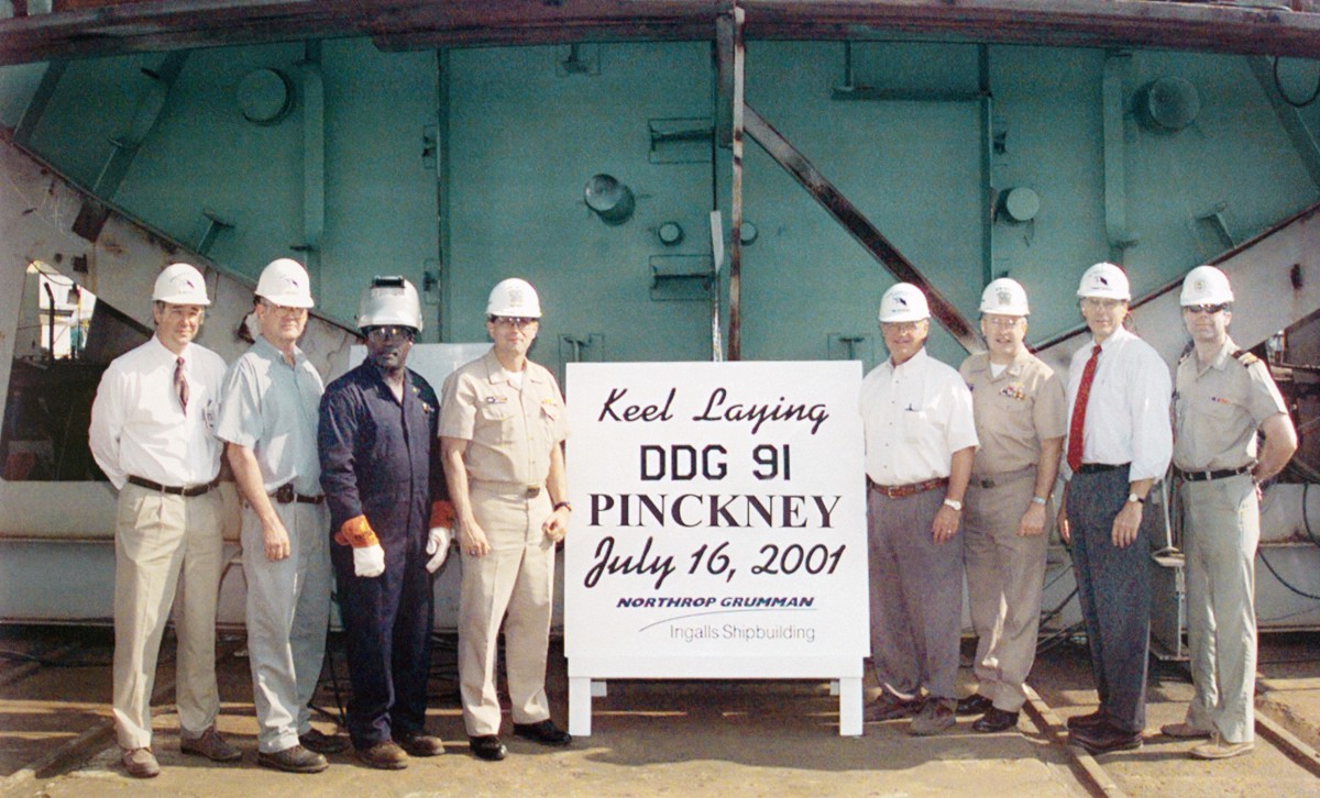 ddg-91 uss pinckney arleigh burke class guided missile destroyer keel laying ingalls pascagoula 2001