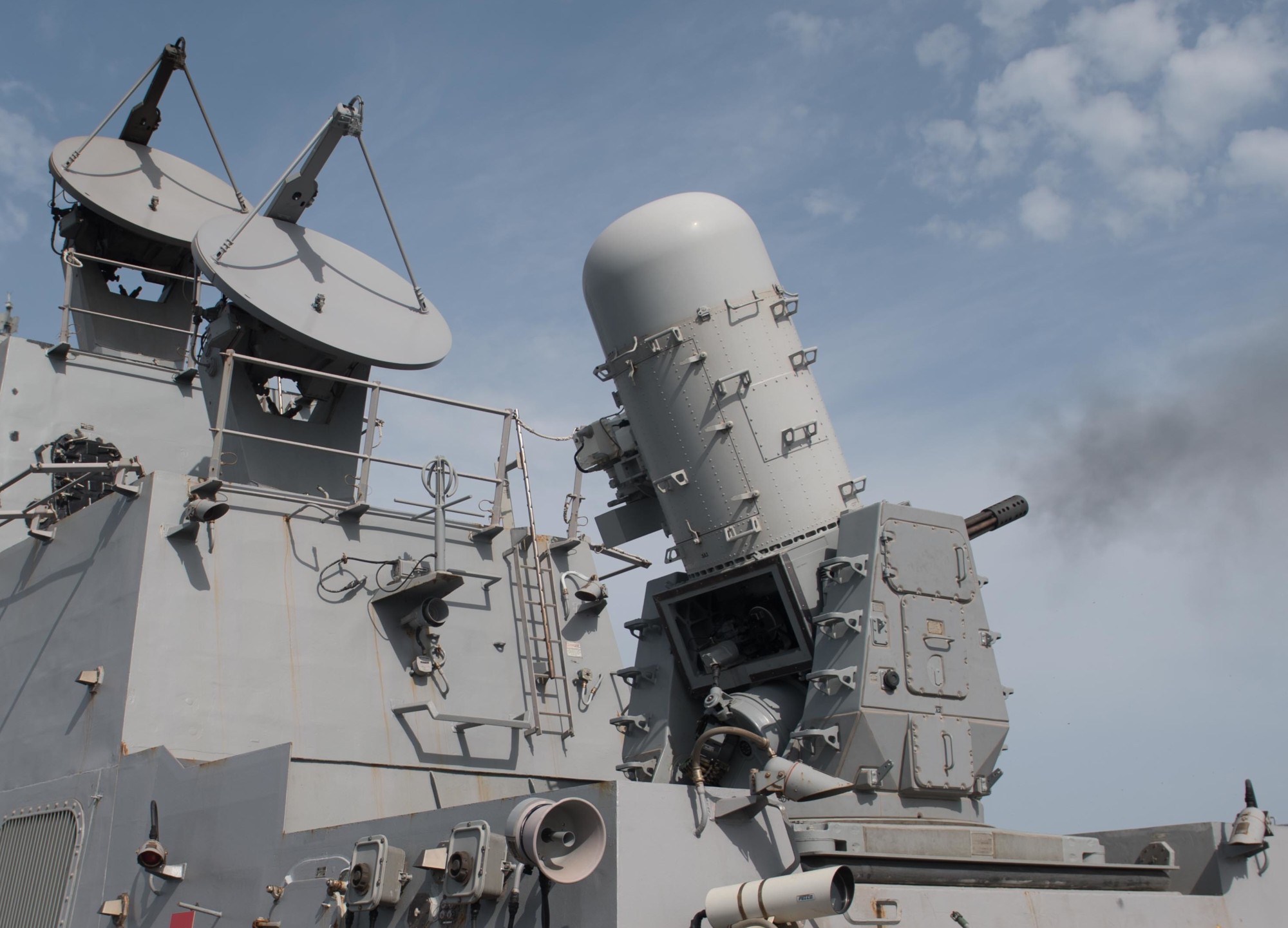 ddg-93 uss chung-hoon arleigh burke class guided missile destroyer mk.15 phalanx ciws fire 96