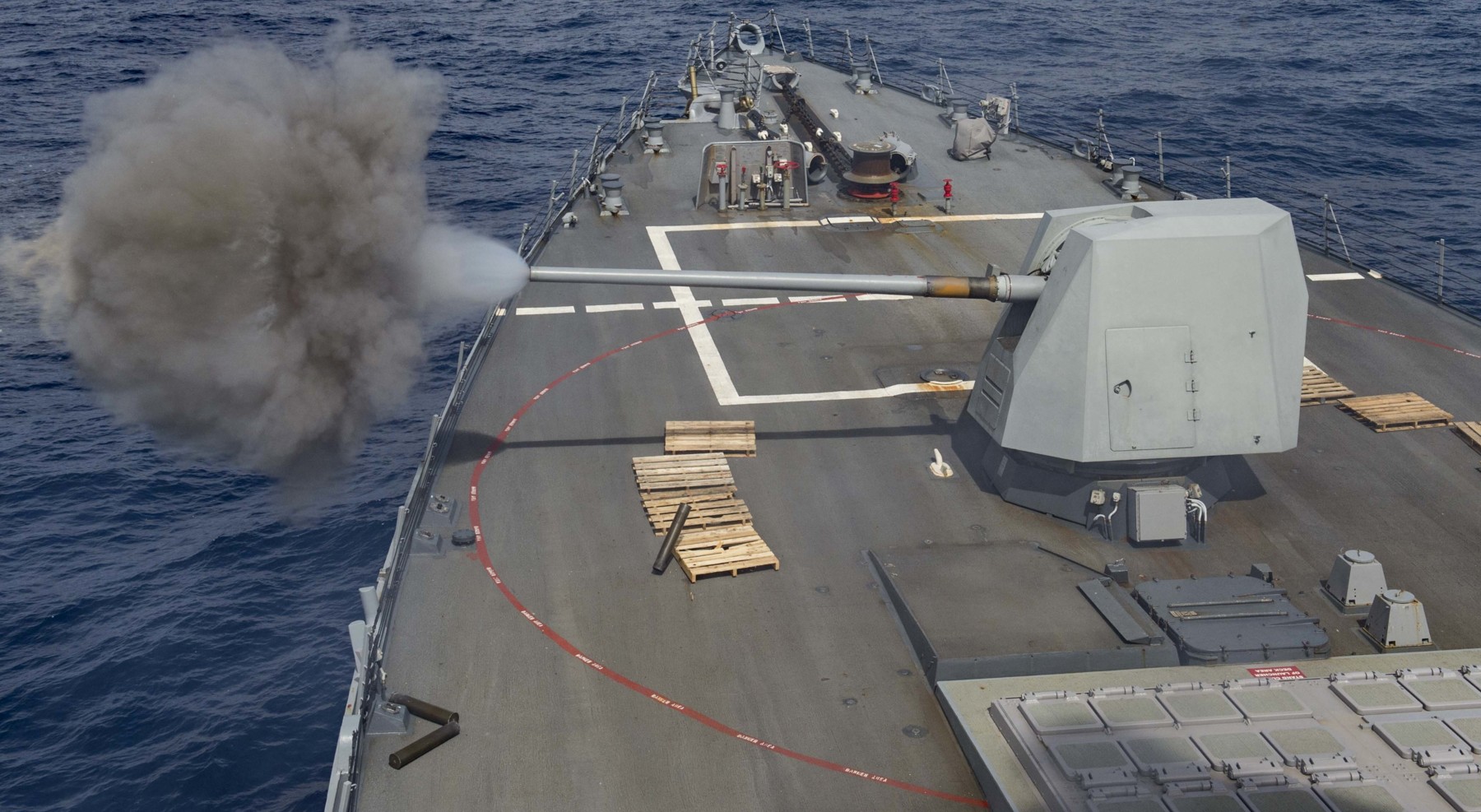 ddg-94 uss nitze arleigh burke class guided missile destroyer mk.45 gun fire 43