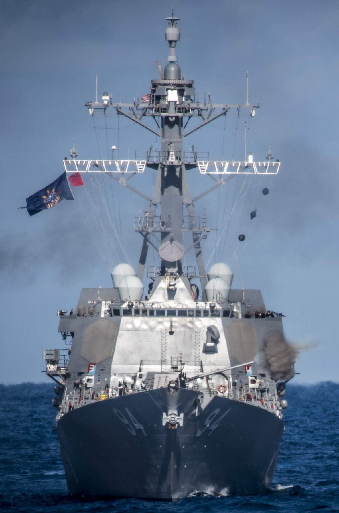 ddg-94 uss nitze arleigh burke class guided missile destroyer mk.45 mod.4 gun fire 65