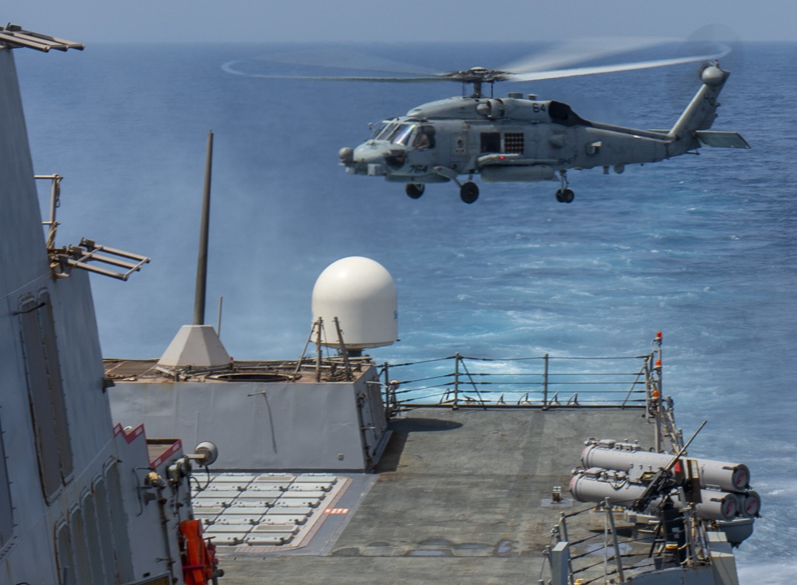 ddg-96 uss bainbridge arleigh burke class guided missile destroyer aegis us navy mh-60r seahawk 52