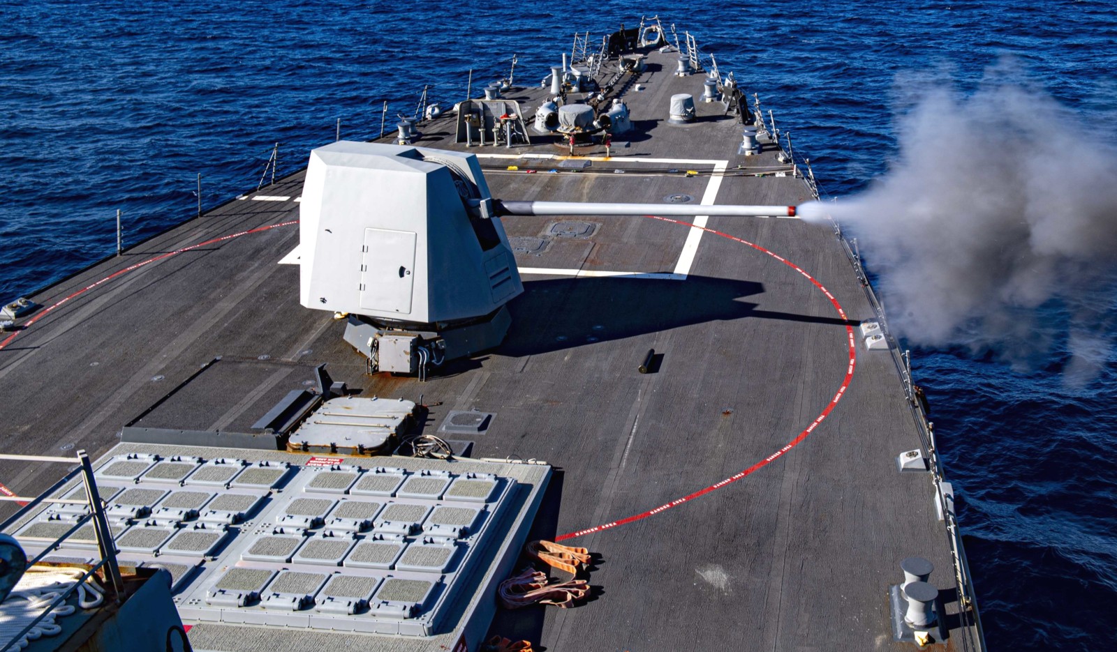 ddg-96 uss bainbridge arleigh burke class guided missile destroyer aegis us navy mk.45 gun fire 61