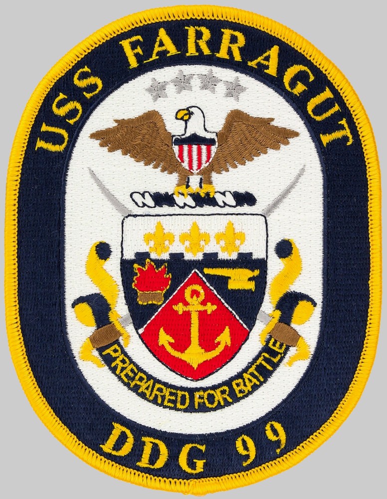 ddg-99 uss farragut insignia crest patch badge arleigh burke class guided missile destroyer aegis us navy 02p