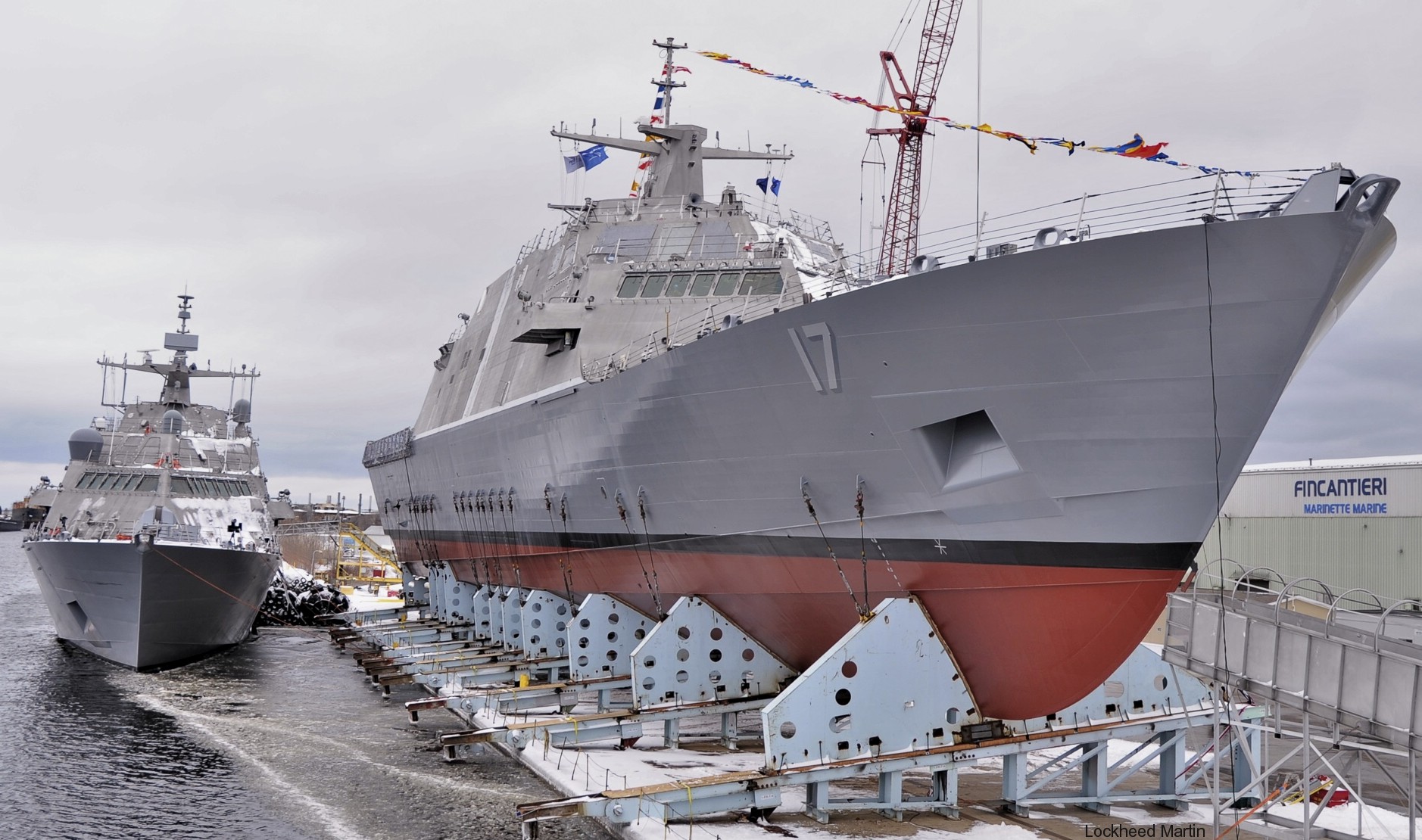 lcs-17 uss indianapolis freedom class littoral combat ship us navy 28 launching slipway