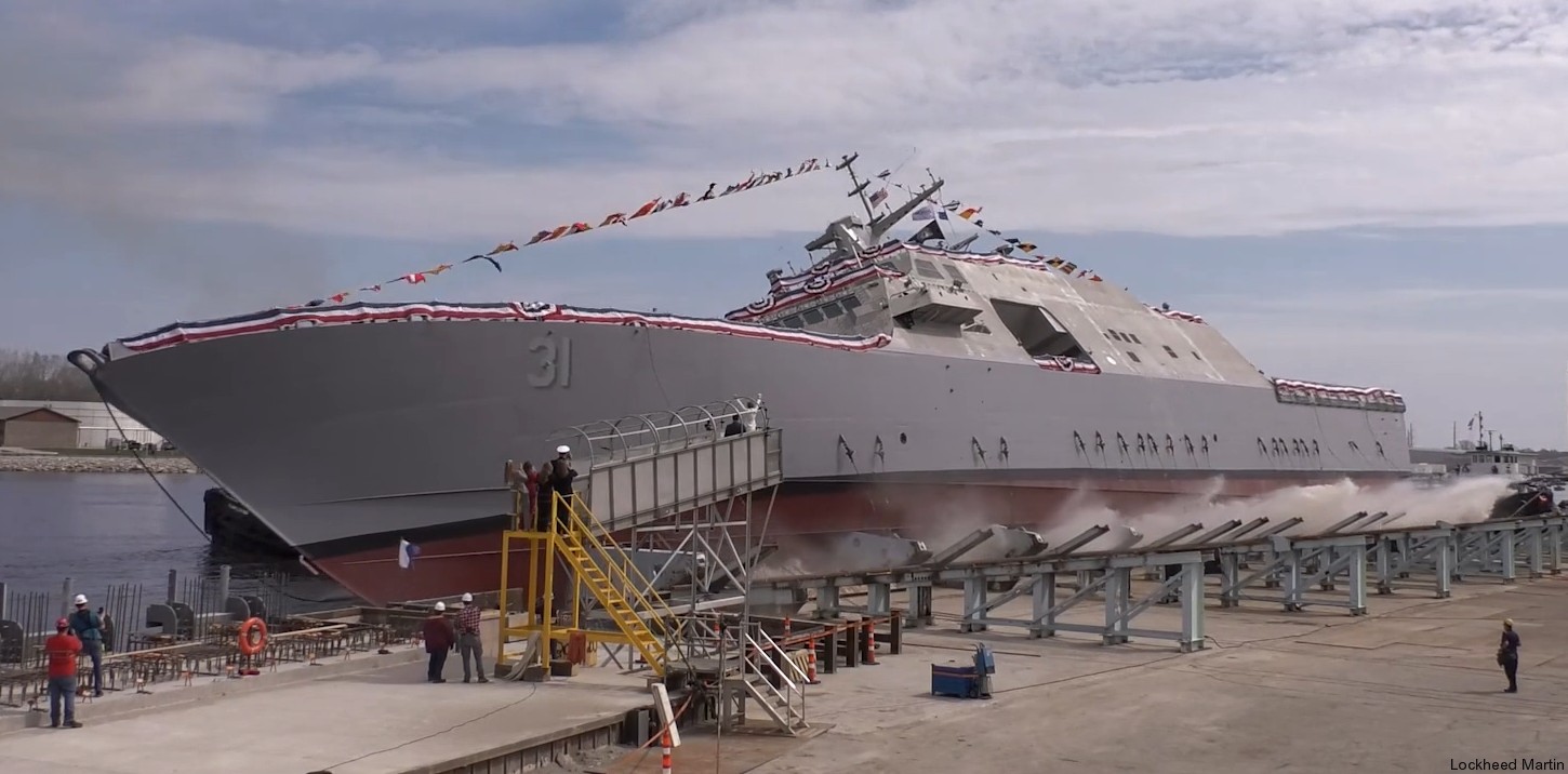 lcs-31 uss cleveland freedom class littoral combat ship us navy christening launching 08