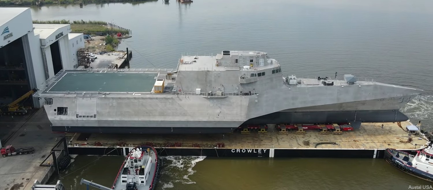 lcs-34 uss augusta littoral combat ship independence class us navy roll out launching 04