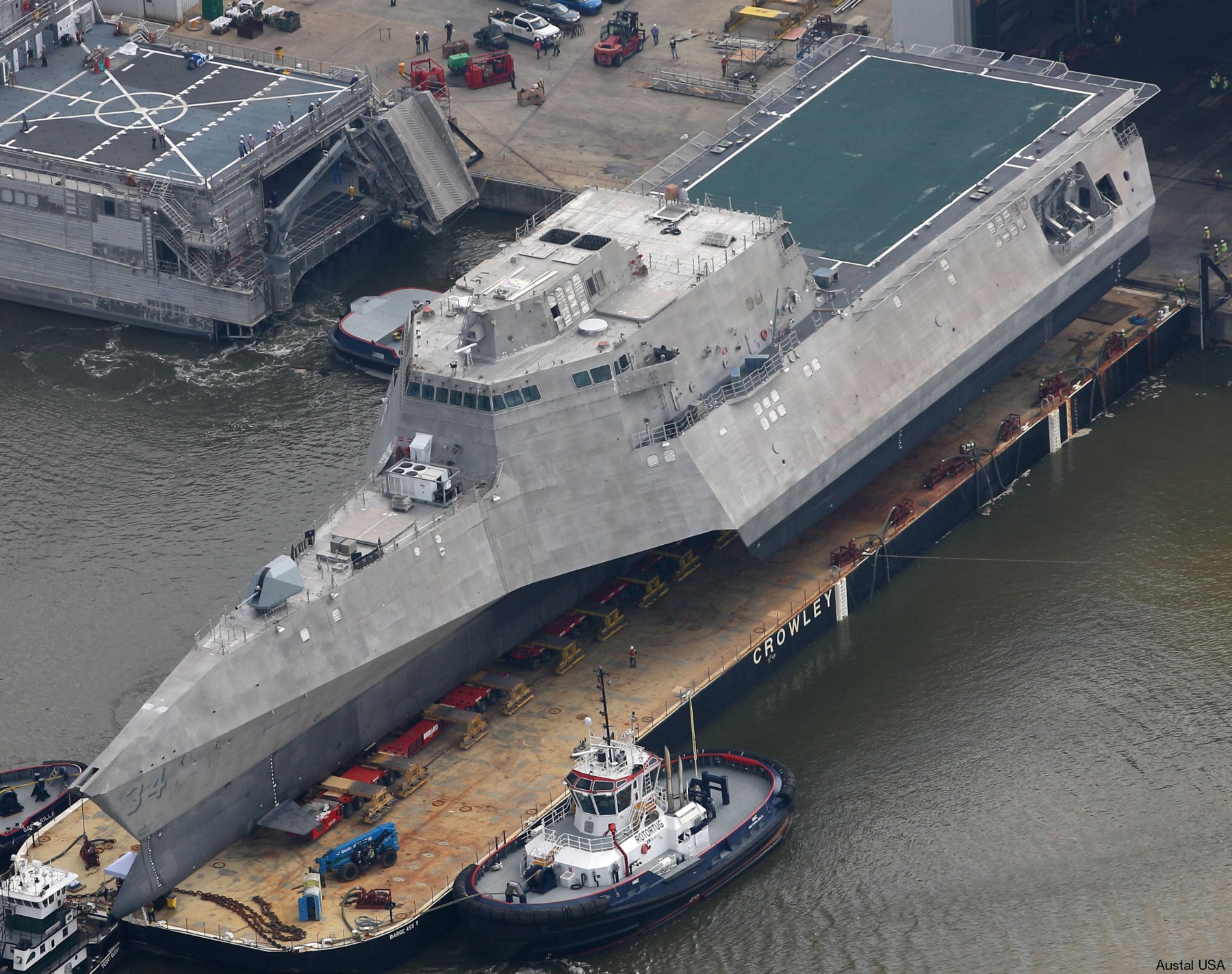 lcs-34 uss augusta littoral combat ship independence class us navy launching austal mobile 09