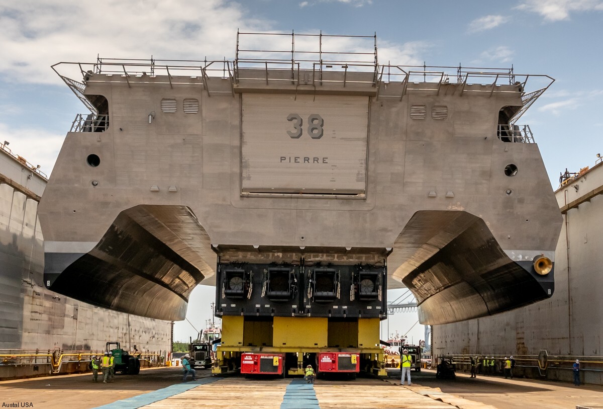 lcs-38 uss pierre independence class littoral combat ship launching barge austal mobile 07