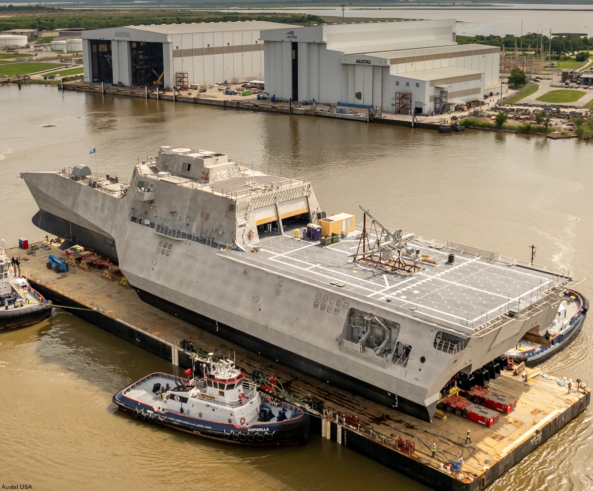 lcs-38 uss pierre independence class littoral combat ship launching 2024 08