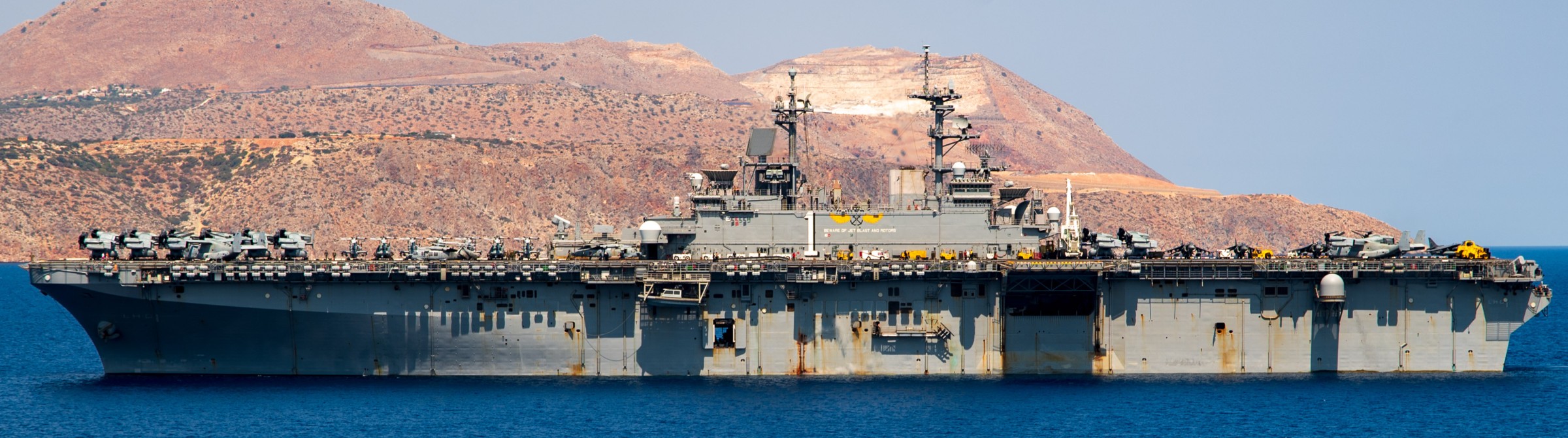 lhd-1 uss wasp amphibious assault landing ship dock helicopter vmm-365rein naval support activity souda bay crete greece 2024 223