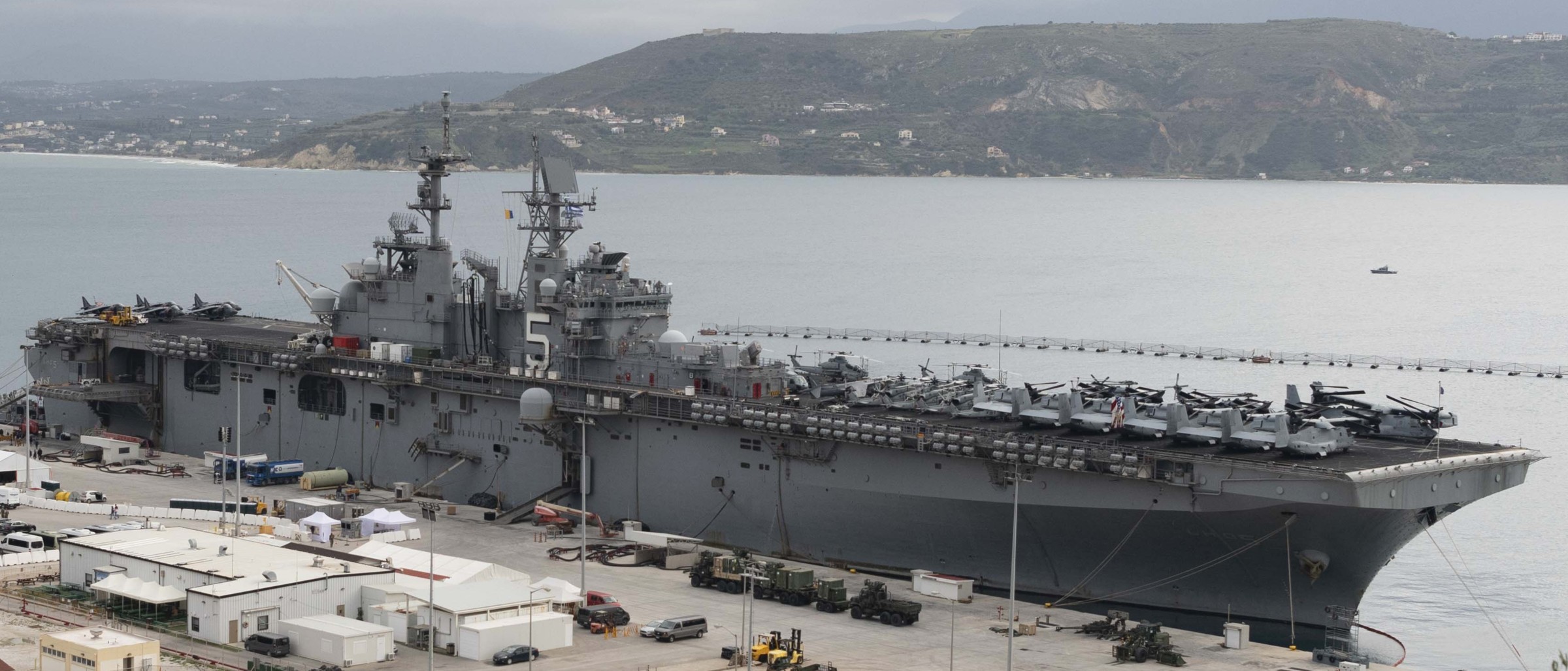 lhd-5 uss bataan wasp class amphibious assault ship dock landing helicopter naval support activity souda bay crete greece 2024 209