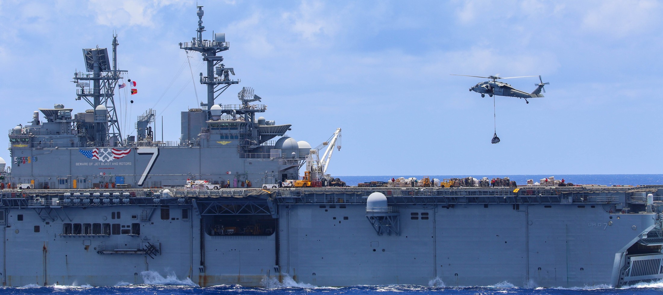 lhd-7 uss iwo jima wasp class amphibious assault ship dock landing helicopter july 2025