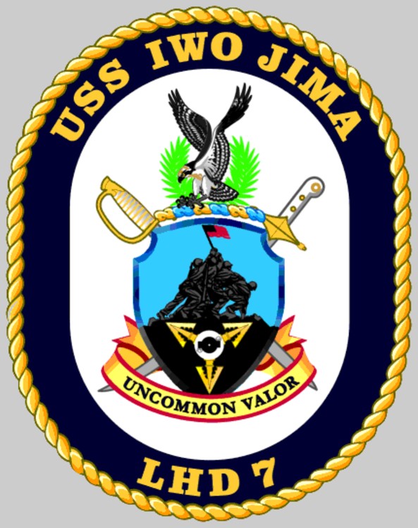 lhd-7 uss iwo jima insignia crest patch badge wasp class amphibious assault ship dock landing helicopter us navy 03x