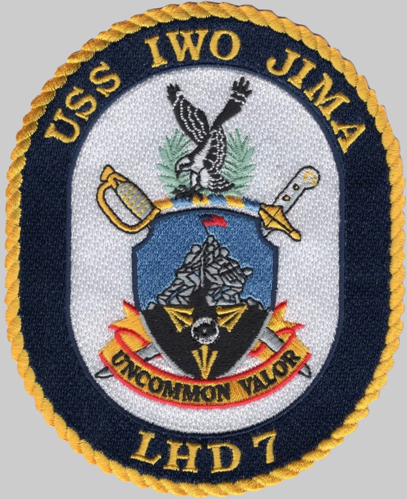 lhd-7 uss iwo jima insignia crest patch badge wasp class amphibious assault ship dock landing helicopter us navy 02p