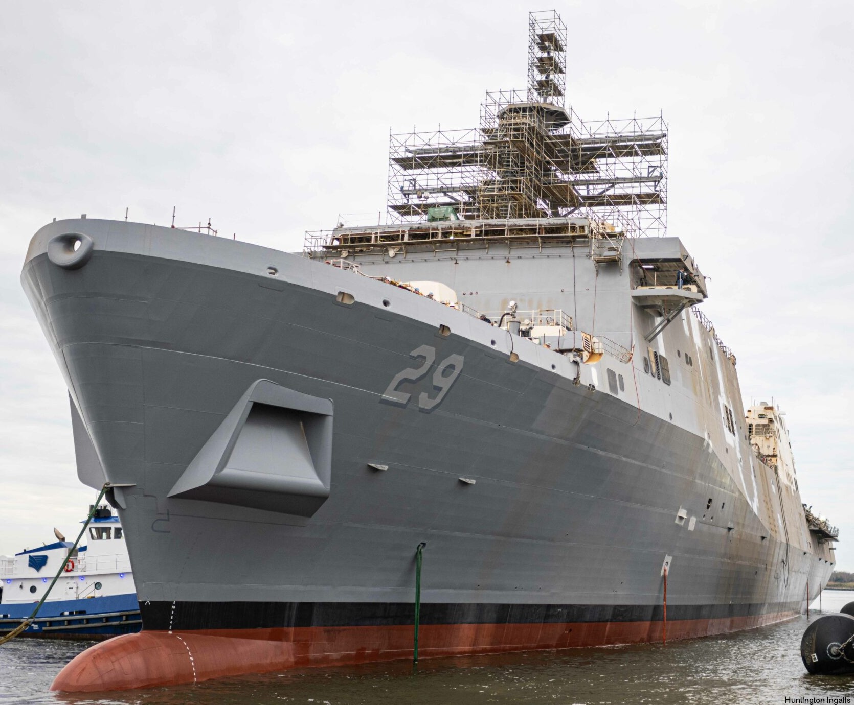 lpd-29 uss richard m. mccool san antonio class amphibious transport dock landing ship launching pascagoula ingalls 2022