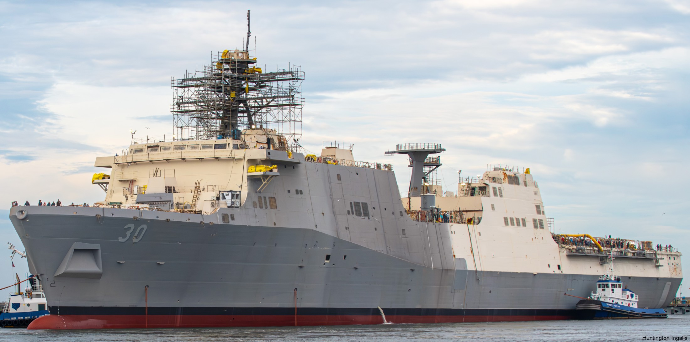 lpd-30 uss harrisburg san antonio class amphibious transport dock launching hii pascagoula 2024 09