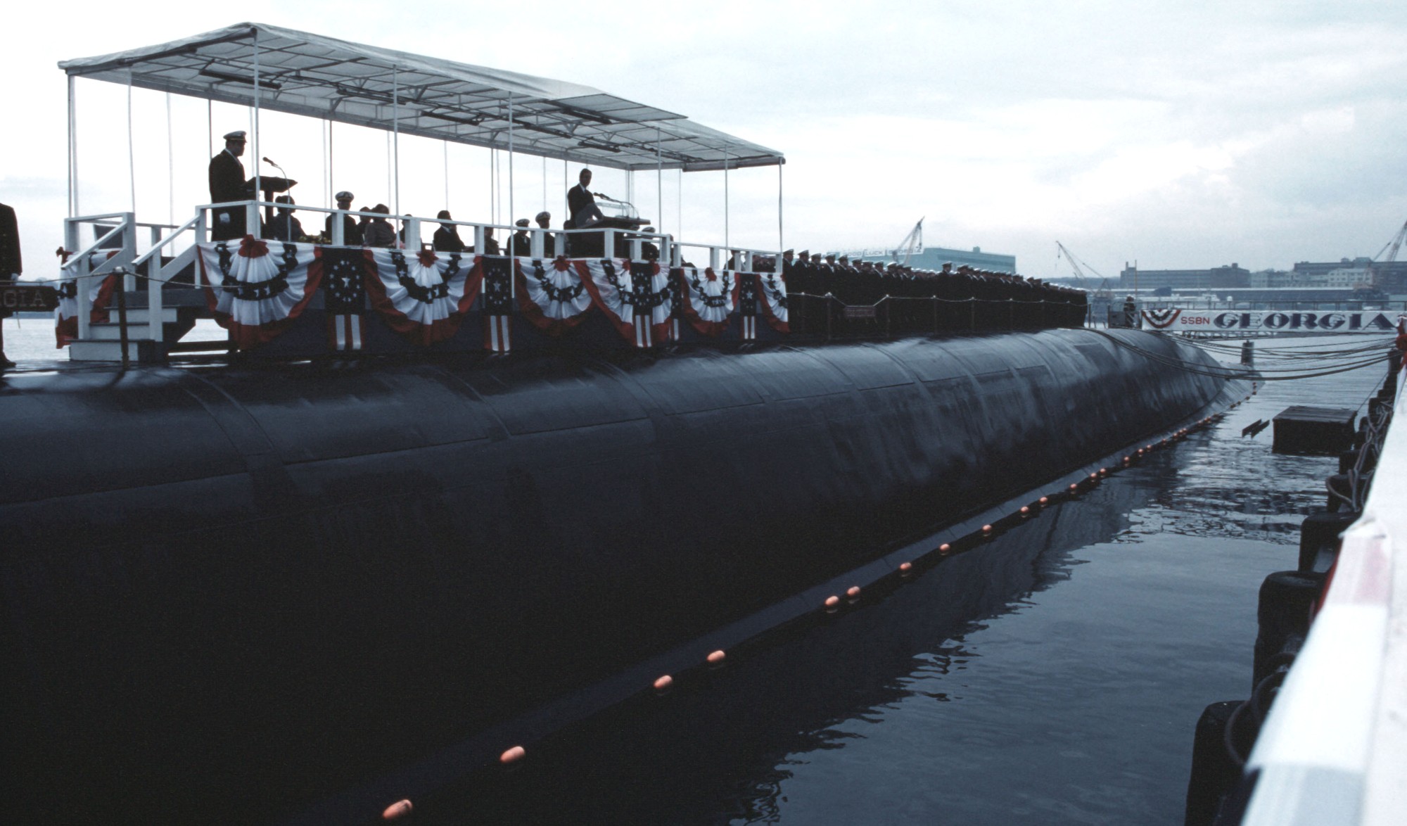 ssbn-729 uss georgia ohio class ballistic missile submarine commissioning ceremony groton connecticut 1984 72