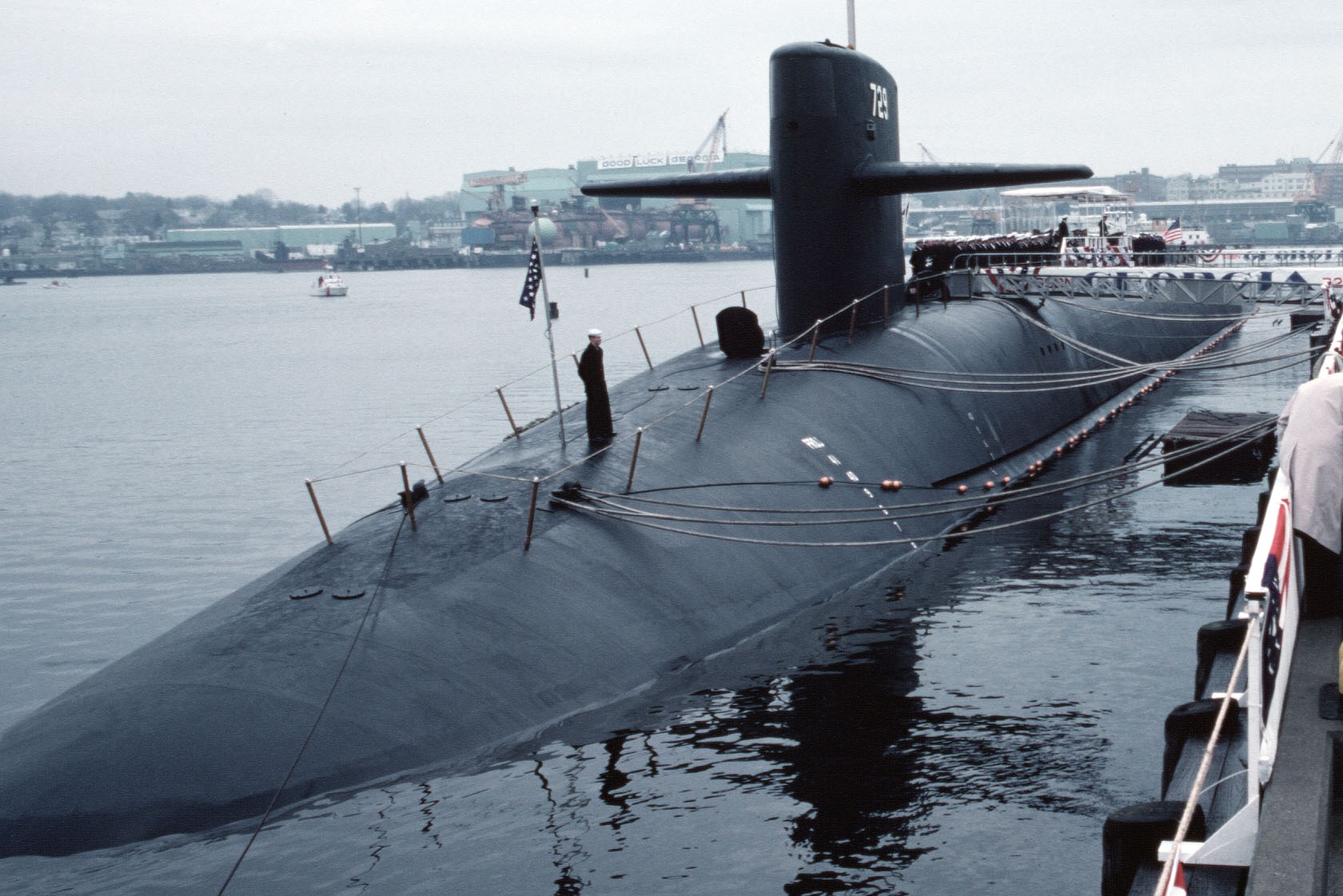 ssbn-729 uss georgia ohio class ballistic missile submarine commissioning ceremony 1984