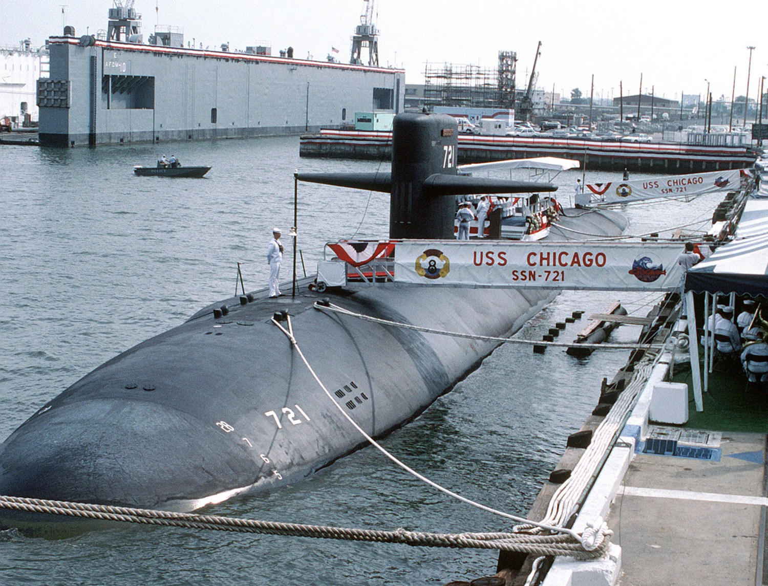 ssn-721 uss chicago commissioning ceremony september 1986