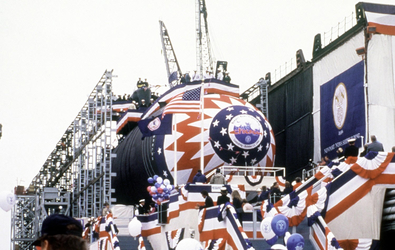 ssn-721 uss chicago launching 1984