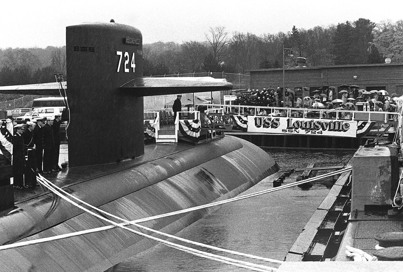 USS Louisville SSN-724 Embroidered Submarine Silver Dolphins