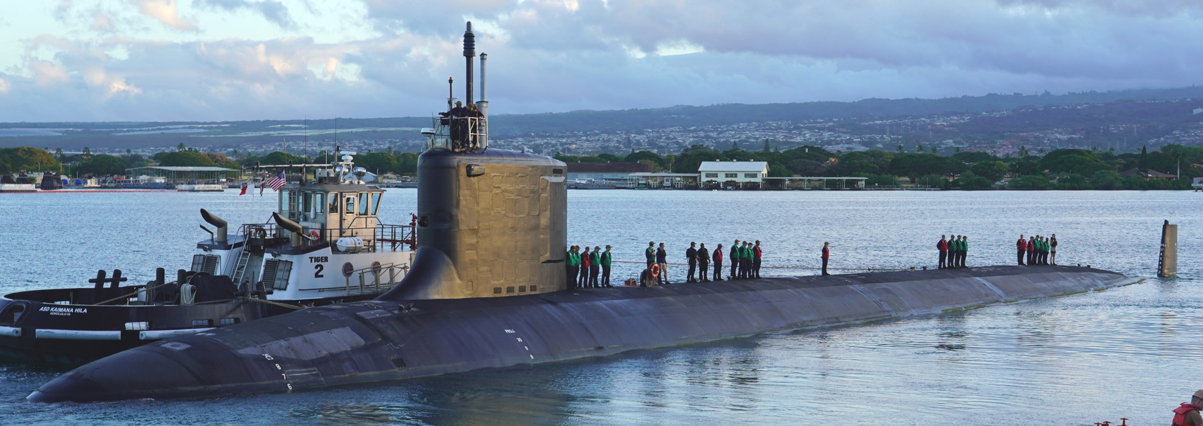 ssn-776 uss hawaii virginia class attack submarine departing pearl harbor hickam 2024 72