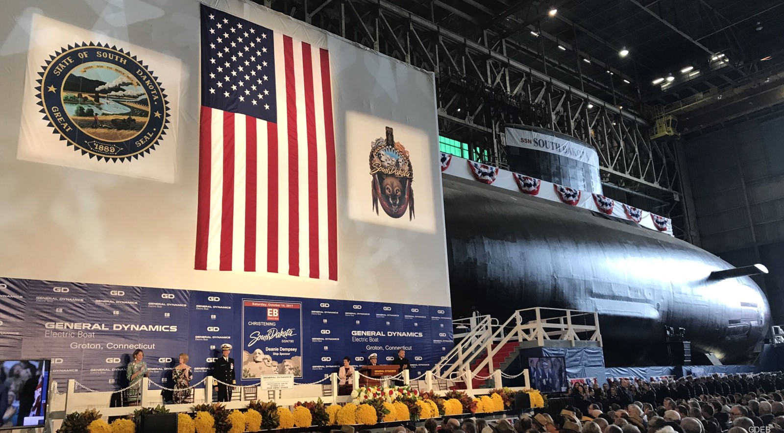 ssn-790 uss south dakota virginia class attack submarine us navy christening ceremony groton gdeb 13