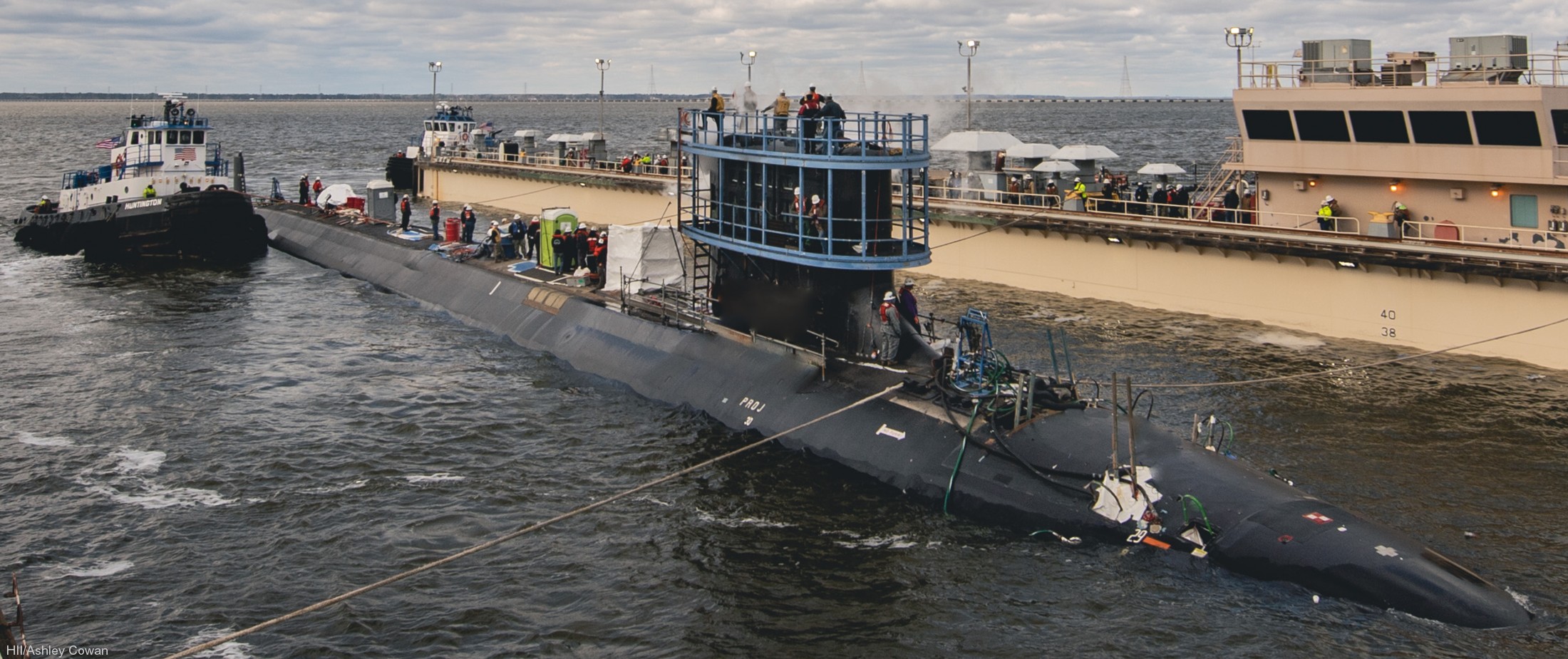 ssn-798 uss massachusetts virginia class attack submarine floating off newport news hii 09