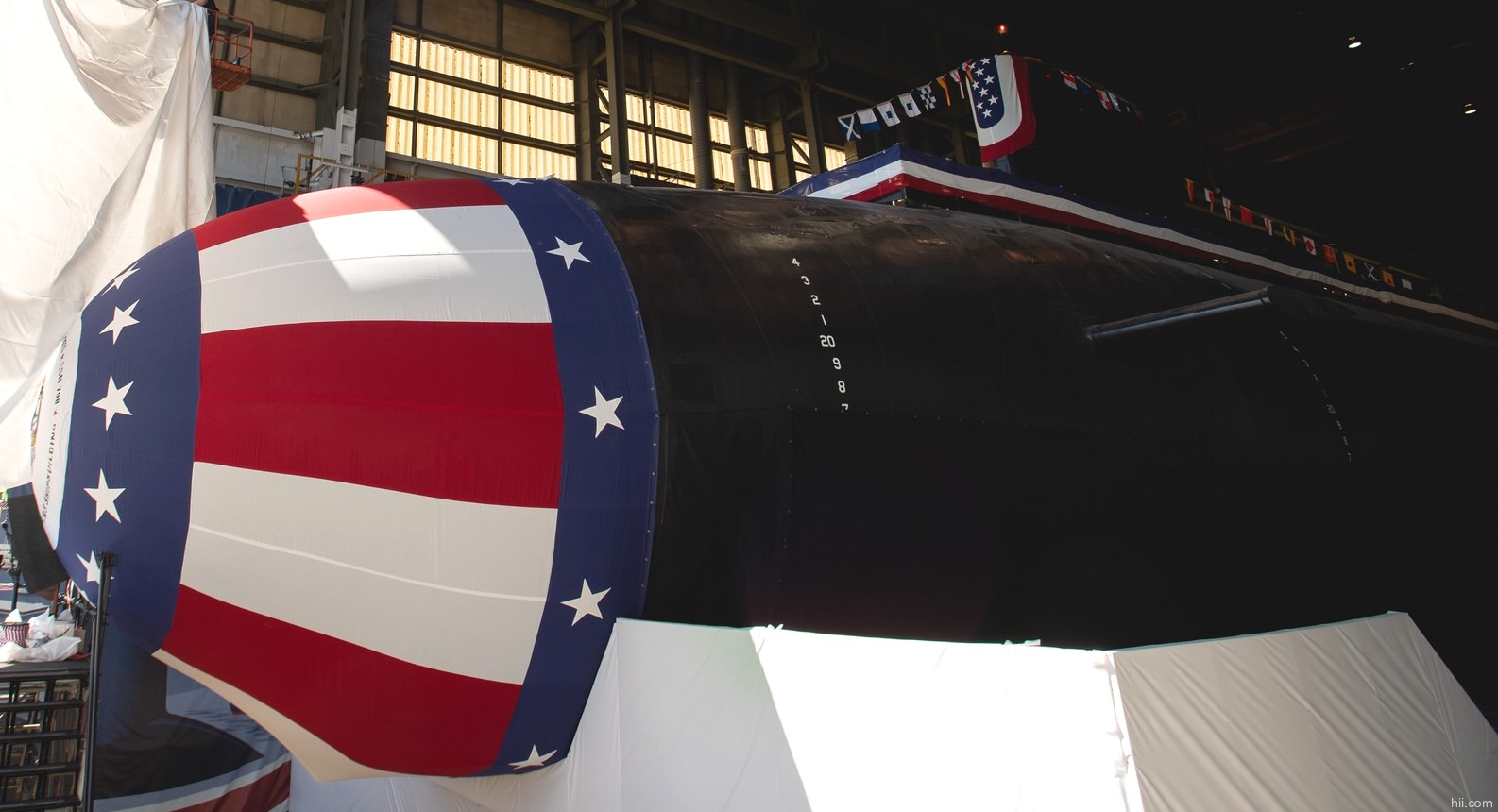 ssn-798 uss massachusetts virginia class attack submarine us navy christening hii newport news 2023 12