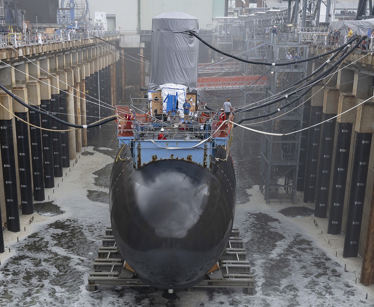 ssn-799 uss idaho virginia class attack submarine us navy floating off launching 2024 09