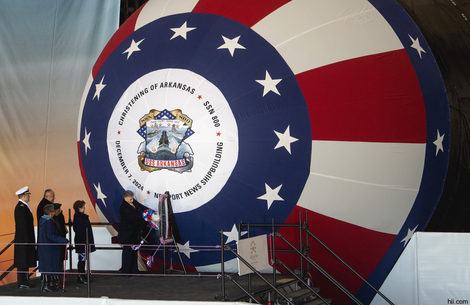 ssn-800 uss arkansas virginia class attack submarine christening huntington ingalls newport news 2024 07